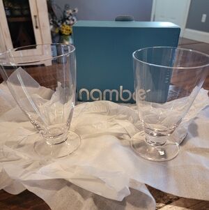 Nambe Clear Glass Drinkware Set 2 Piece Skye Tumblers